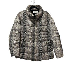 Calvin Klein Snakeskin Print Duck Down Puffer Jacket • Women’s XL • Quilted